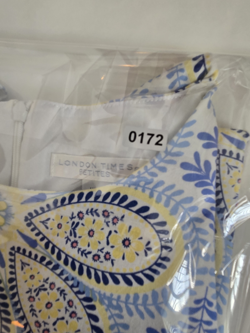 NWT London Times Womens Floral Shift Dress Blue Pastel Yellow Sleeveless 12P - Picture 9 of 11